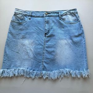 Denim Skirt With Distressed Hem Size XL